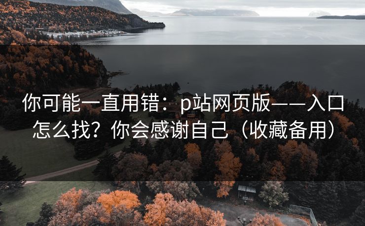 你可能一直用错：p站网页版——入口怎么找？你会感谢自己（收藏备用）