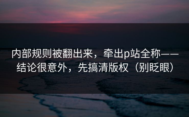 内部规则被翻出来，牵出p站全称——结论很意外，先搞清版权（别眨眼）