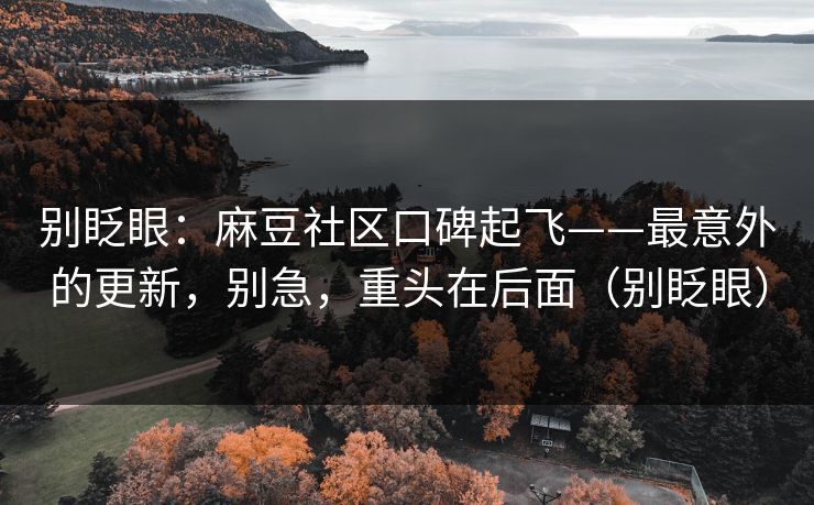 别眨眼：麻豆社区口碑起飞——最意外的更新，别急，重头在后面（别眨眼）