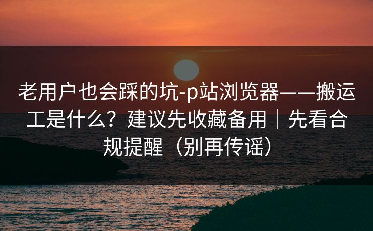 老用户也会踩的坑-p站浏览器——搬运工是什么？建议先收藏备用｜先看合规提醒（别再传谣）