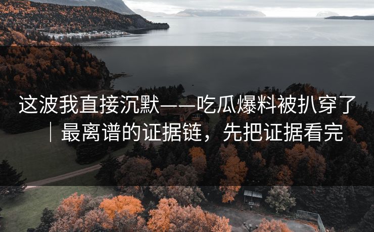 这波我直接沉默——吃瓜爆料被扒穿了｜最离谱的证据链，先把证据看完