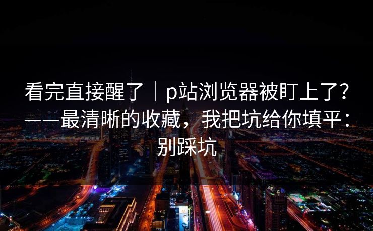 看完直接醒了｜p站浏览器被盯上了？——最清晰的收藏，我把坑给你填平：别踩坑