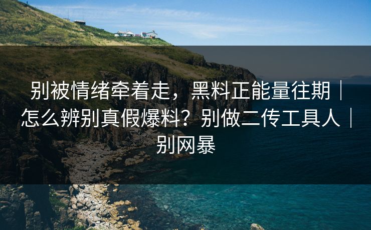 别被情绪牵着走，黑料正能量往期｜怎么辨别真假爆料？别做二传工具人｜别网暴
