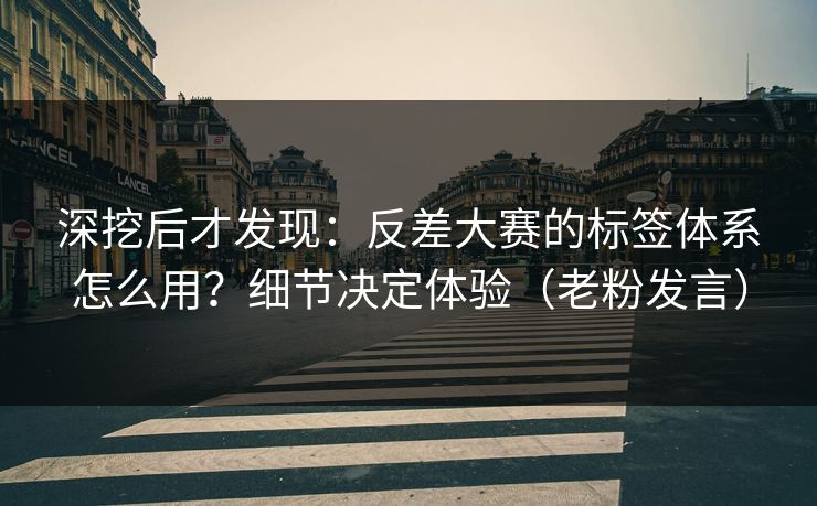 深挖后才发现：反差大赛的标签体系怎么用？细节决定体验（老粉发言）
