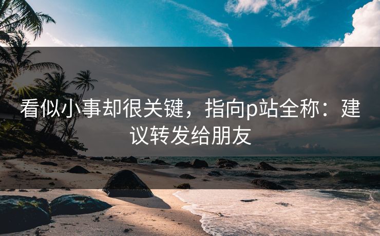 看似小事却很关键，指向p站全称：建议转发给朋友