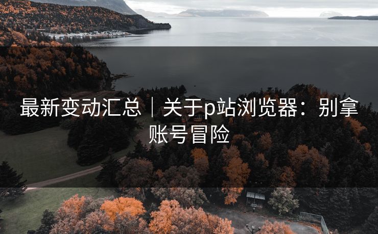 最新变动汇总｜关于p站浏览器：别拿账号冒险