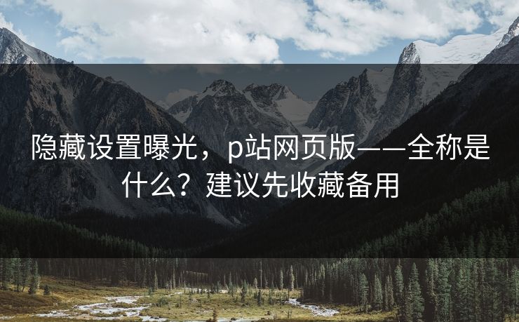 隐藏设置曝光，p站网页版——全称是什么？建议先收藏备用