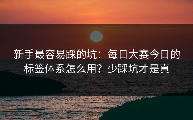 新手最容易踩的坑：每日大赛今日的标签体系怎么用？少踩坑才是真