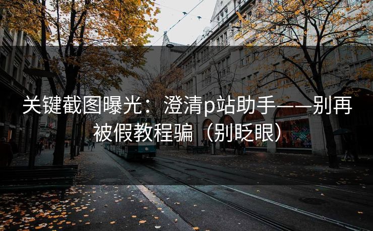 关键截图曝光：澄清p站助手——别再被假教程骗（别眨眼）