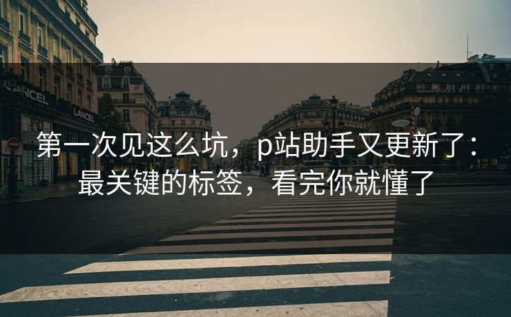 第一次见这么坑，p站助手又更新了：最关键的标签，看完你就懂了