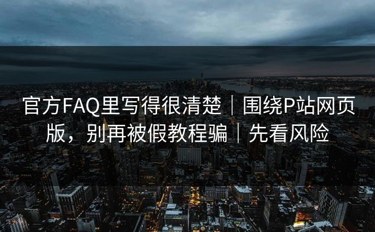 官方FAQ里写得很清楚｜围绕P站网页版，别再被假教程骗｜先看风险