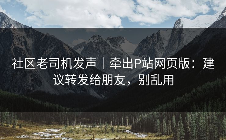 社区老司机发声｜牵出P站网页版：建议转发给朋友，别乱用