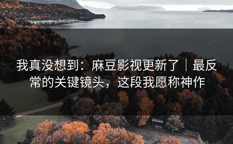 我真没想到：麻豆影视更新了｜最反常的关键镜头，这段我愿称神作