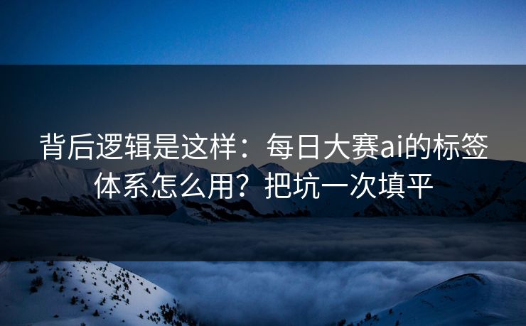 背后逻辑是这样：每日大赛ai的标签体系怎么用？把坑一次填平