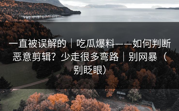 一直被误解的｜吃瓜爆料——如何判断恶意剪辑？少走很多弯路｜别网暴（别眨眼）