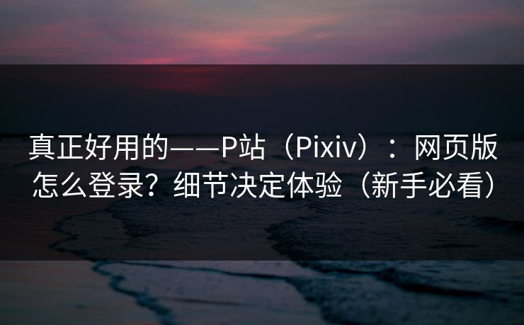 真正好用的——P站（Pixiv）：网页版怎么登录？细节决定体验（新手必看）